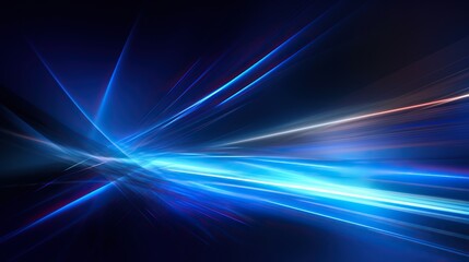 Fototapeta na wymiar The speed line glows blue. Night city lighting with long exposure.Glossy graphics