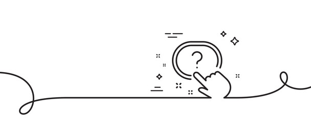 Question button line icon. Continuous one line with curl. Ask help sign. Faq questionnaire symbol. Question button single outline ribbon. Loop curve pattern. Vector - obrazy, fototapety, plakaty