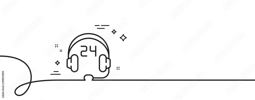 Poster consulting line icon. continuous one line with curl. support service sign. customer hotline symbol. 