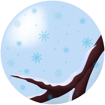 Winter's Background. Christmas Tree With Snowflakes. Background With Free Space For Illustration.