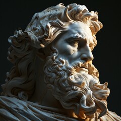 Ancient Greek Statue of a Man with Long Hair and Beard