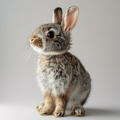 Obraz premium A small brown and white bunny with big ears.