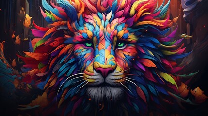  a lion art potrait - Powered by Adobe