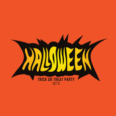 Happy Halloween horror style lettering. Happy Halloween lettering with bats. Unique design element for Halloween with pumpkin. Stylized sketch typography.