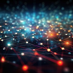 Fototapeta premium Network visualization. Great for stories of the Internet, connections, AI, technology, cyber defense and more. 