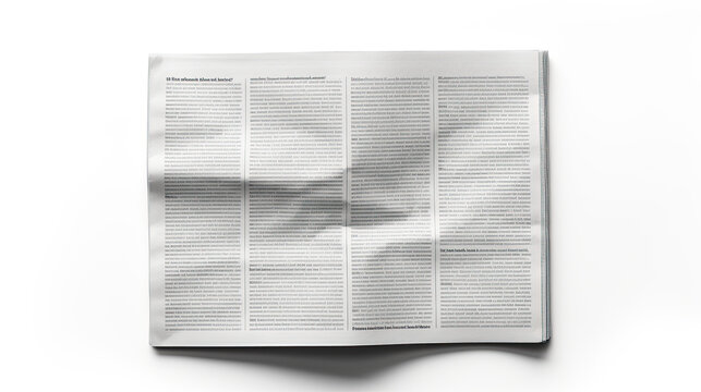 Top view Blank empty Daily Newspaper. Isolated on white background