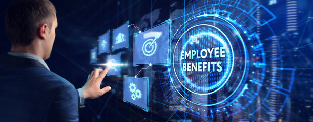 Business, Technology, Internet and network concept. Shows the inscription: EMPLOYEE BENEFITS.