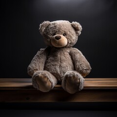 A classic teddy bear with jointed limbs, showcasing its timeless appeal in a simple and elegant setting.