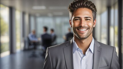 Fototapeta premium Successful businessman with a cheerful smile and a beard.