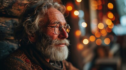 Obraz premium An Elderly Gentleman with Spectacles and Facial Hair