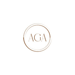 Fototapeta premium AGA creative initial letter flat monogram logo design with White background.Vector logo modern alphabet golden color font style.