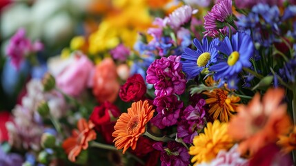 Obraz premium Valentine's Flowers: A Vibrant Background of Colorful Blooms