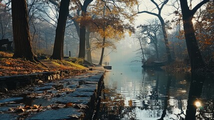 A Serene Lake Surrounded by Lush Foliage