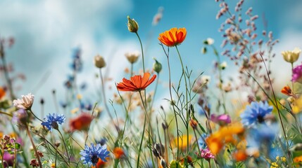 Summer Flower Panorama: A Beautiful Background for Valentine's Day