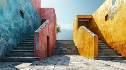 Stairs Leading to a Colorful Building