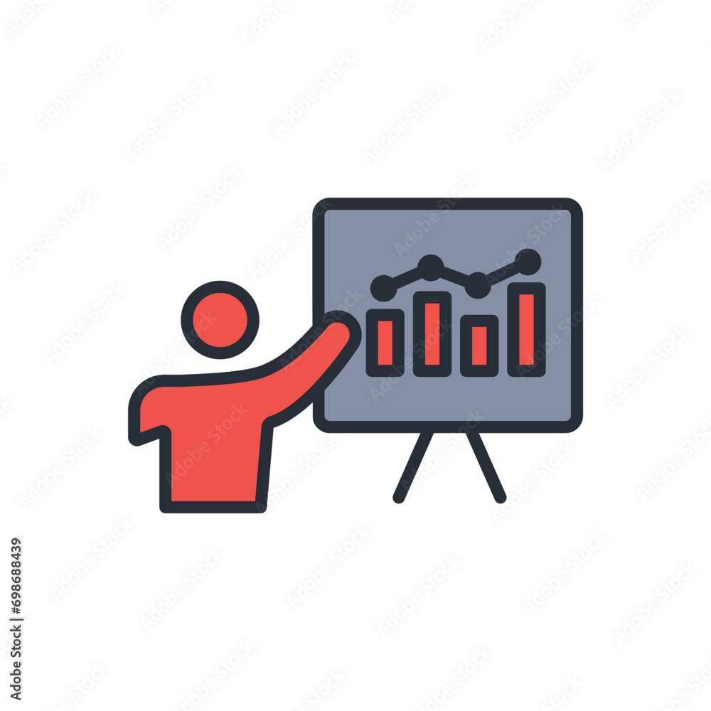 Poster presentation icon. vector.editable stroke.linear style sign for use web design,logo.symbol illustrat