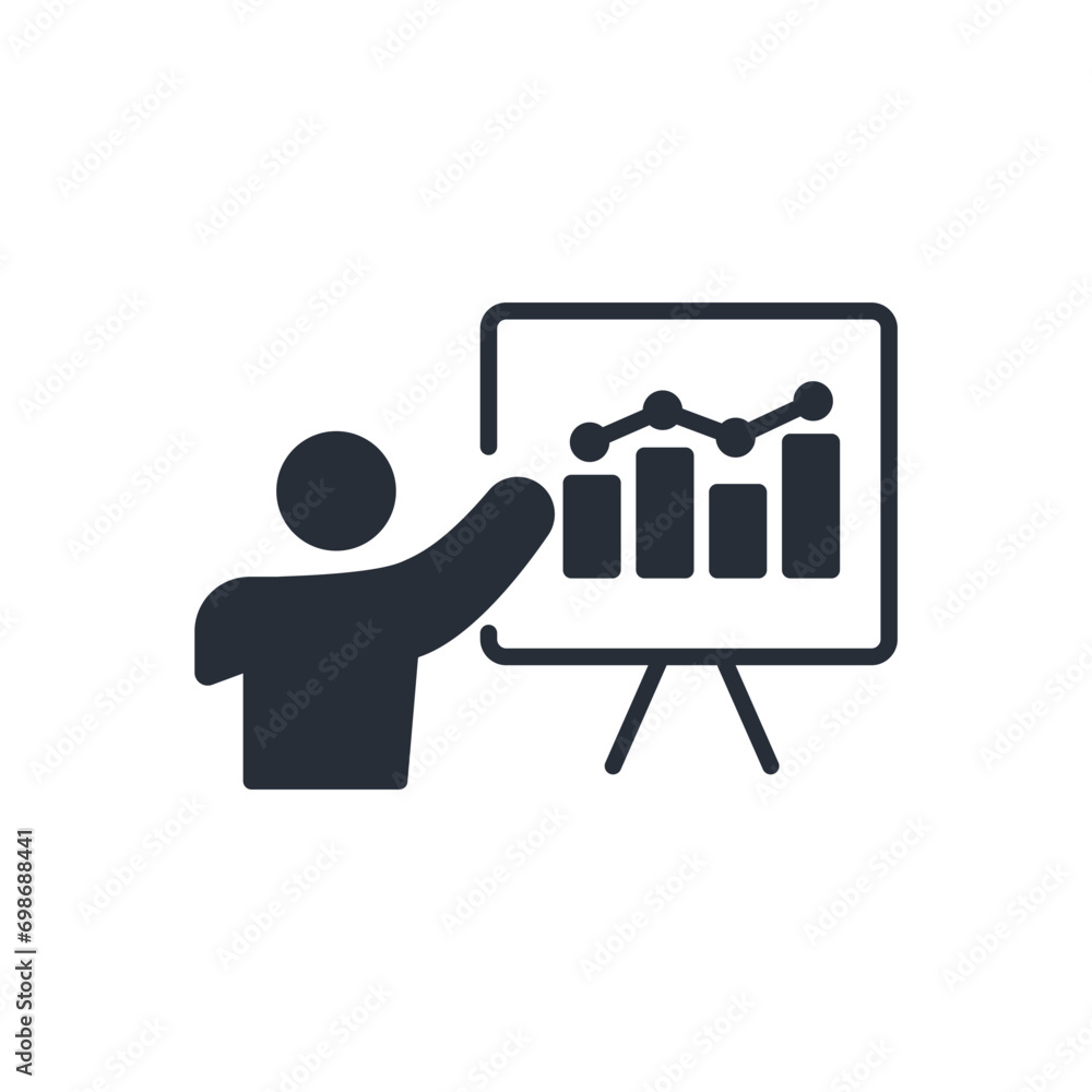 Poster presentation icon. vector.editable stroke.linear style sign for use web design,logo.symbol illustrat