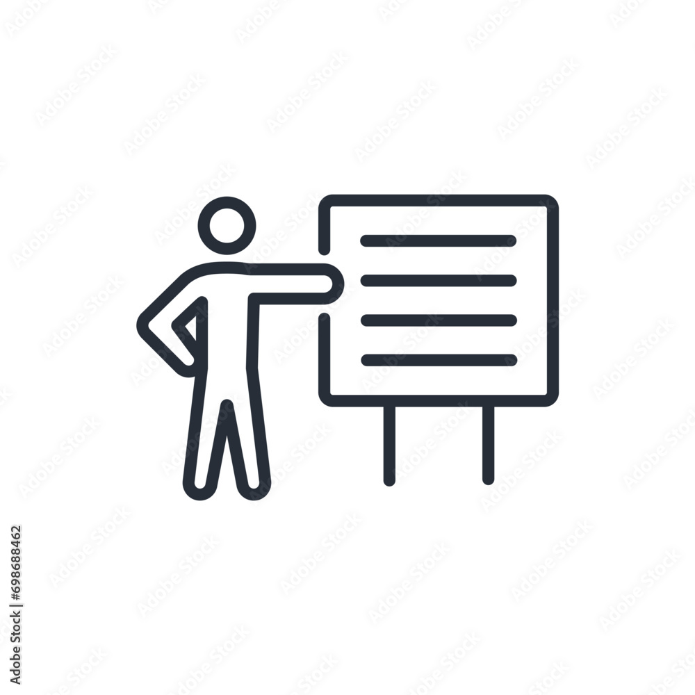 Poster presenter icon. vector.editable stroke.linear style sign for use web design,logo.symbol illustration