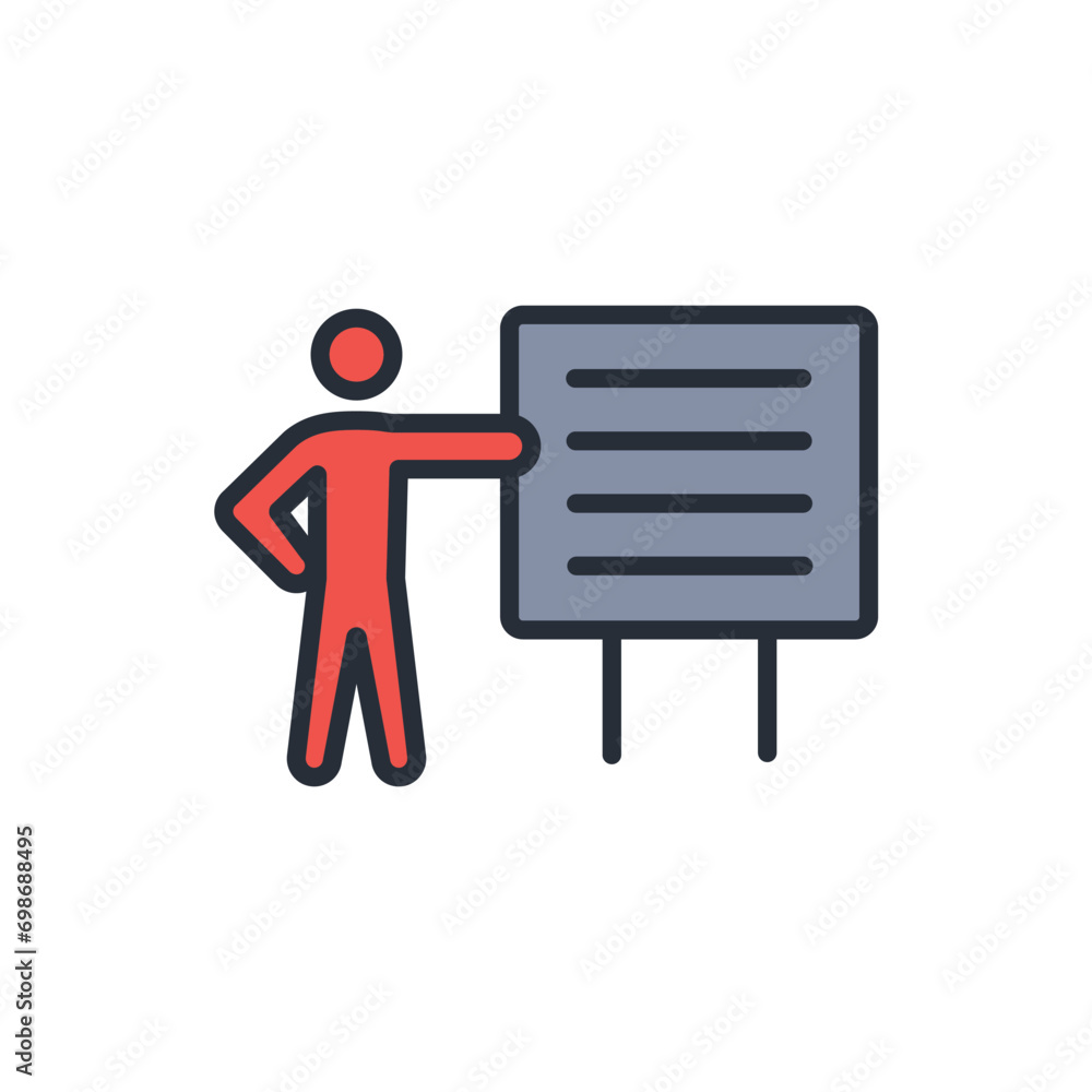 Poster presenter icon. vector.editable stroke.linear style sign for use web design,logo.symbol illustration