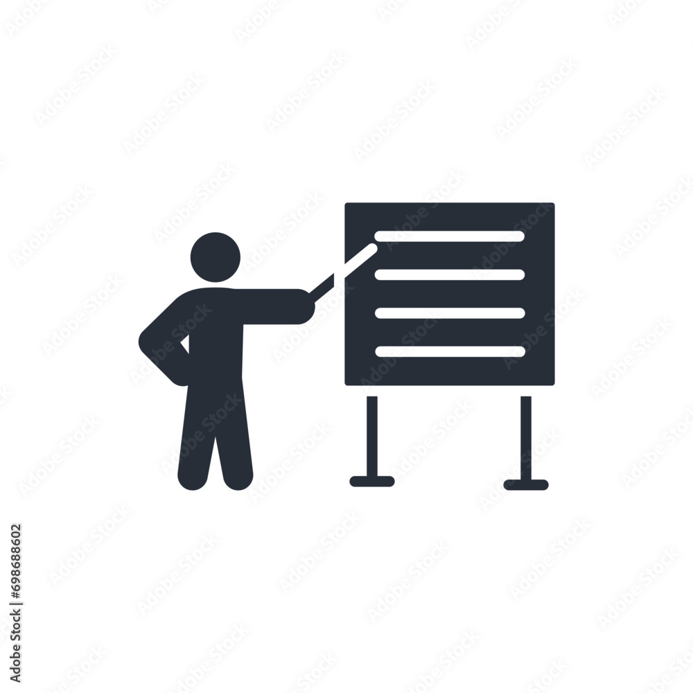 Poster presenting icon. vector.editable stroke.linear style sign for use web design,logo.symbol illustratio