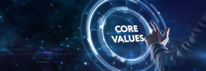 Business, Technology, Internet and network concept. Core values responsibility ethics goals company...