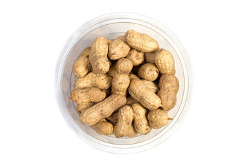 Peanuts in shell on white background