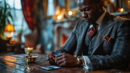 A Man Engrossed in Technology