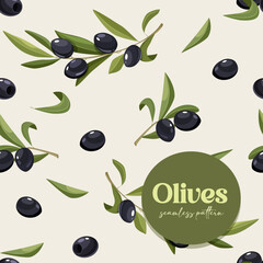 Seamless pattern with olives
