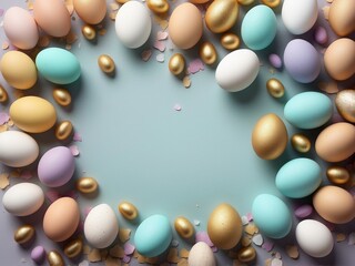 Happy Easter background, pastel colors.
