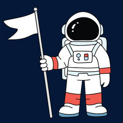 Astronaut colored outline isolated on background hand drawn vector art.