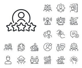 Employee nomination sign. Specialist, doctor and job competition outline icons. Business rank line icon. Human rating symbol. Human rating line sign. Avatar placeholder, spy headshot icon. Vector