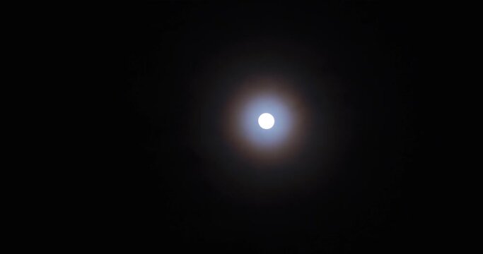 lunar halo - a circular rainbow forming around the moon, real time shot speed