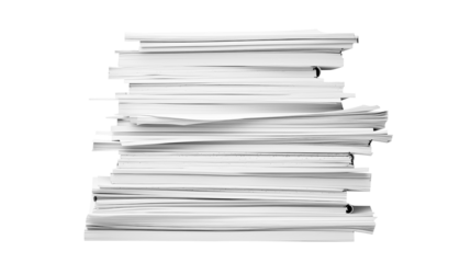 Stack Of Business Documents Papers. Isolated on Transparent background.	
