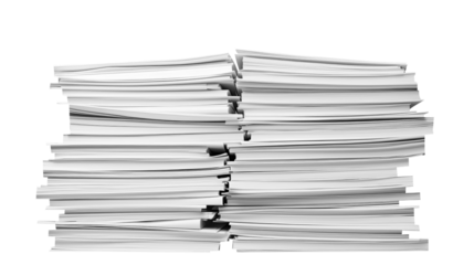 Stack Of Business Documents Papers. Isolated on Transparent background.	