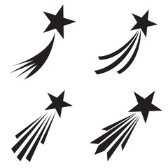 Shooting stars icon vector set. Comet tail or star trail illustration sign collection. Shooting stars vector. EPS 10 - obrazy, fototapety, plakaty