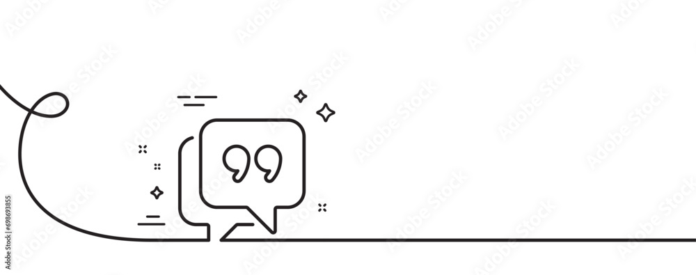 Poster quote bubble line icon. continuous one line with curl. chat comment sign. speech bubble symbol. quot