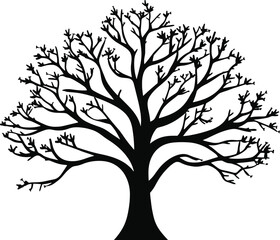 Obraz premium black tree silhouette isolated on white background, vector. AI generated illustration.