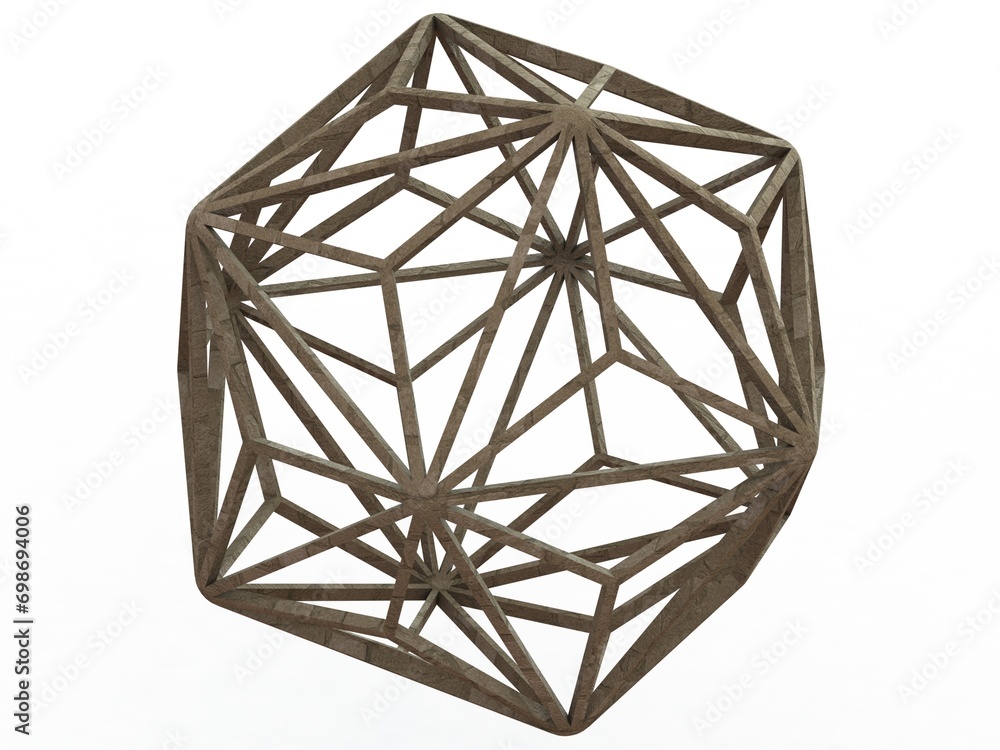 Poster wireframe shape triakis icosahedron 3d print model