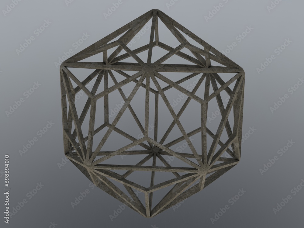 Poster wireframe shape triakis icosahedron 3d print model