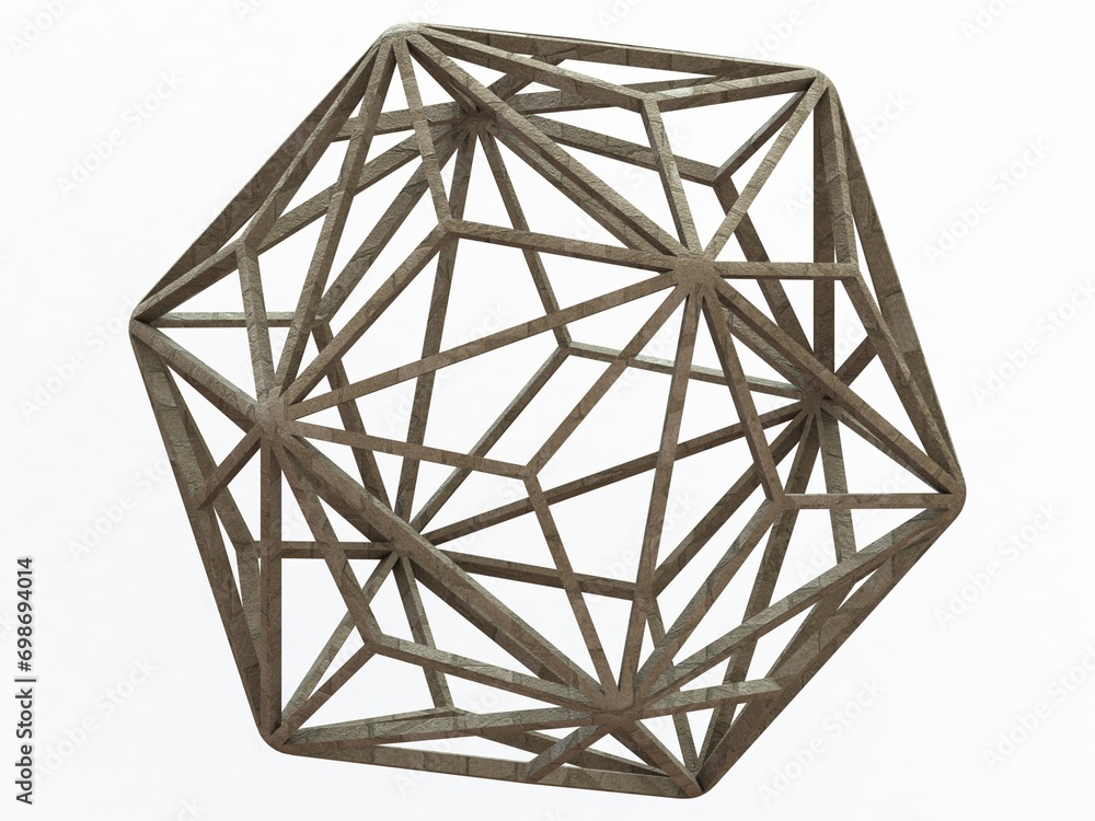 Poster wireframe shape triakis icosahedron 3d print model