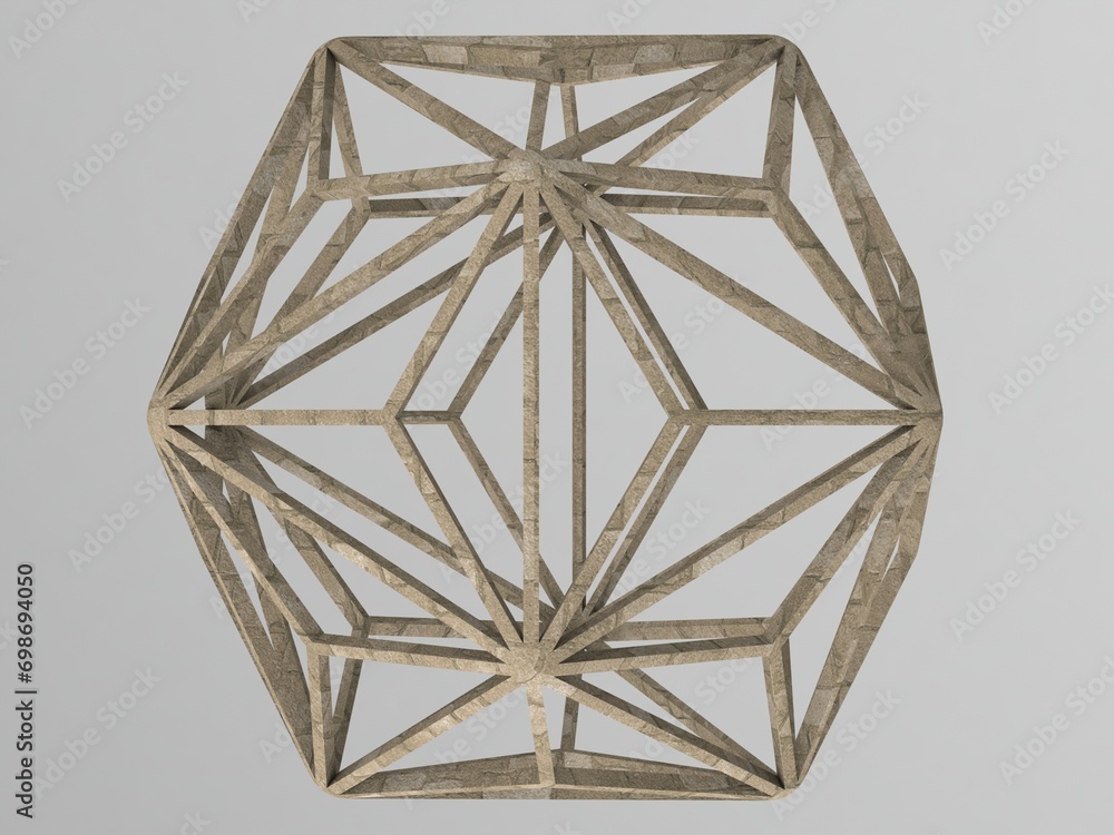 Poster wireframe shape triakis icosahedron 3d print model