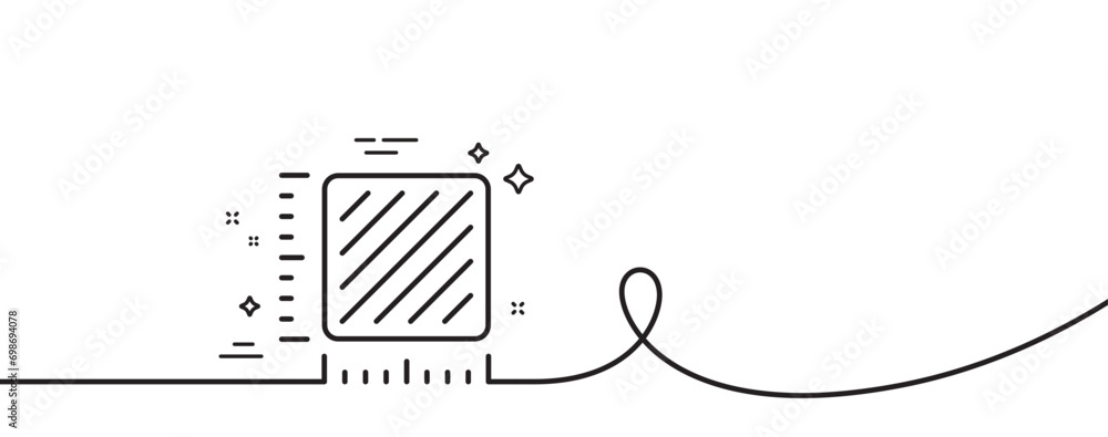 Poster square meter line icon. continuous one line with curl. room area dimension sign. territory measureme