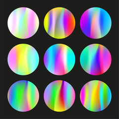 Obraz premium Hologram abstract backgrounds set. Holographic gradient.
