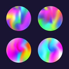 Holographic abstract backgrounds set. Gradient hologram.