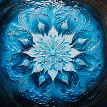 Transcendent Whirlpool, A Mandala With Swirling Patterns Resembling A Tranquil Whirlpool.  A Calming Color Palette Inspired By Water And Sky