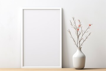 Blank picture frame mock-up on wall in modern interior.