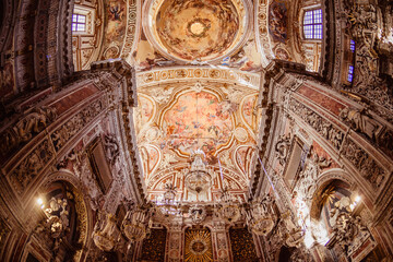 Marvellous ceiling of the St. Catherine's Cathedral in Palermo - 698695840