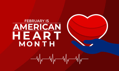 vector illustration of february is american heart month.For banner, flyer, poster design template. 