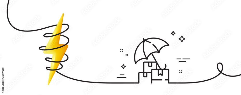 Poster delivery insurance line icon. continuous one line with curl. risk management sign. packages with umb