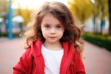Portrait of a cute little girl on a walk